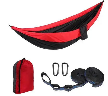 Single Person Portable Outdoor Camping Hammock With Nylon Color Matching Hammock High Strength Parachute Fabric Hanging Bed