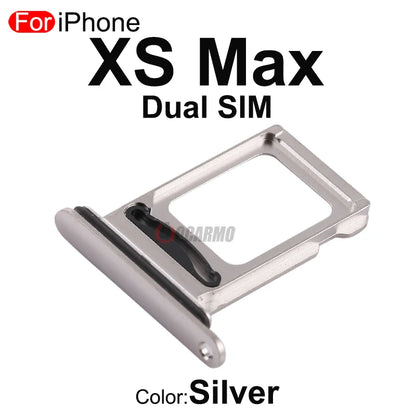 1Pcs/Lot For Apple iPhone X XS Max SIM Card Tray Stainless Steel Drawer Holder Single Dual Slot Replacement Parts