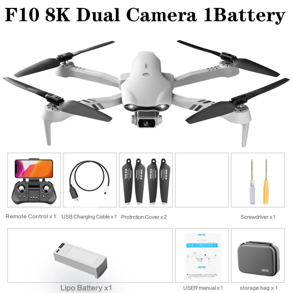 4DRC F10 RC Drone GPS 6K HD Dual Camera Wide-Angle 5G WIFI Fpv Quadcopter Brushless Foldable Obstacle Avoidance Aerial UAV 2KM