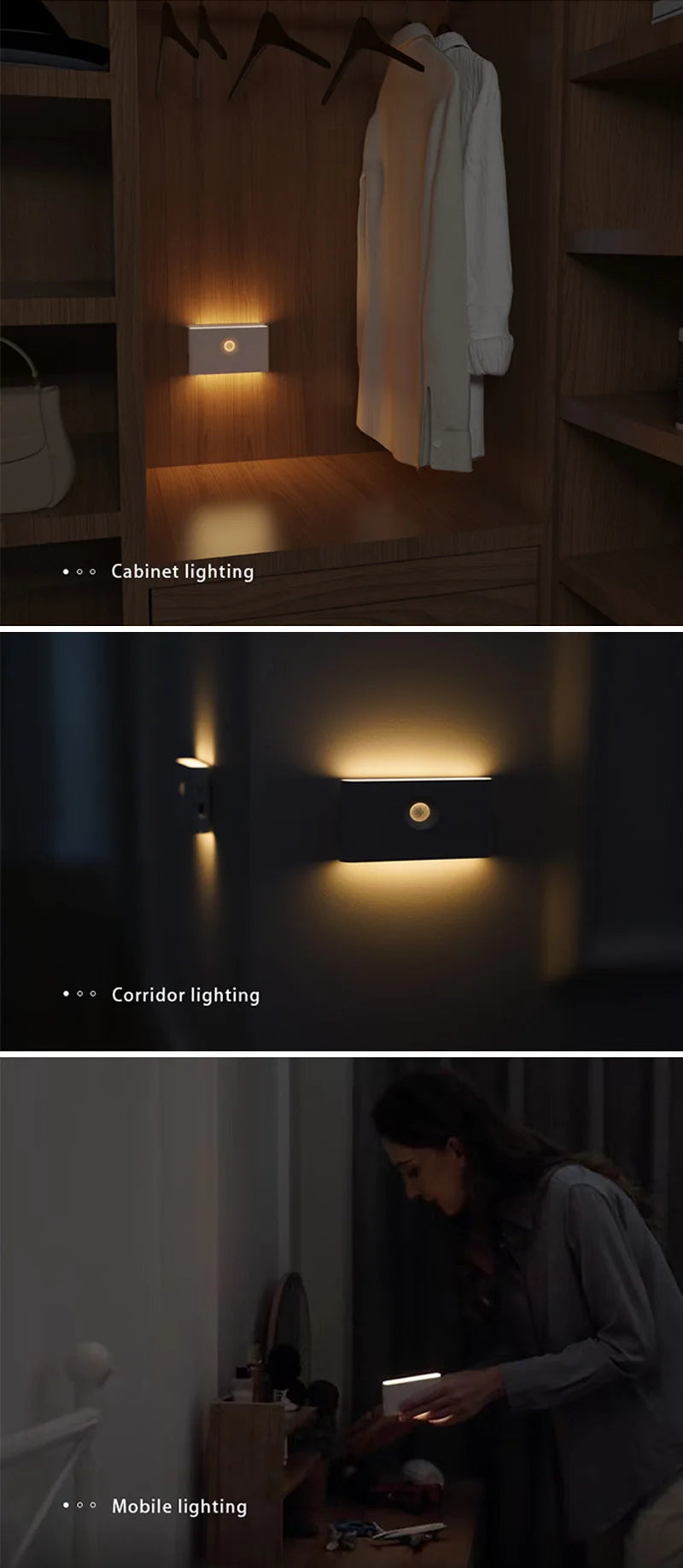 Smart Linkage Motion Sensor Night Light Rechargeable Wireless Magnetic LED Induction Lamp Wall Home Bedroom Kitchen Staircase