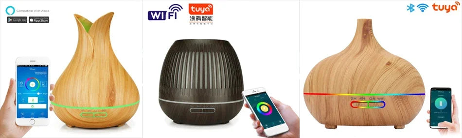 Tuya Smart Humidifier Essential Oils with Colorgul LED Light WiFi Aroma Diffuser Timer Wireless Control Work with Alexa Google