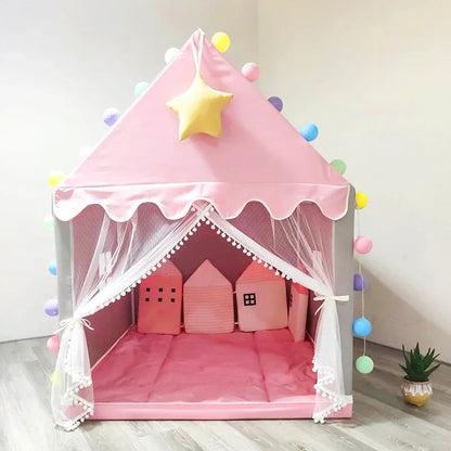 Kids Tents Baby Play House Children Toy Tent 1.35M Wigwam Folding Girl Princess Castle Child Room Decor Birthday Christmas Gifts