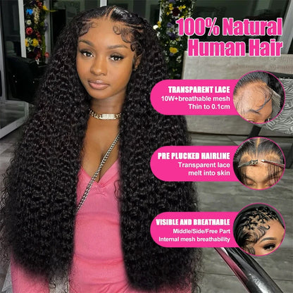 34 Inches 13x4 Water Curly Remy Full Lace Front Wig 13x6 Lace Frontal Human Hair Wig Deep Wave Preplucked Hair For Women On Sale