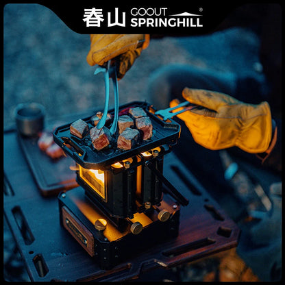 Goout Springhill Outdoor Camping Portable Double Head Kerosene Stove Vintage Warming Viewing Fire Stove Camping Cooking Tea