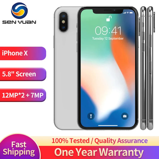 Original Apple iPhone X 4G Mobile Phone 3GB RAM 64GB/256GB ROM 5.8" OLED Screen 12MP*2+7 MPA 11 Hexa Core iphone X CellPhone