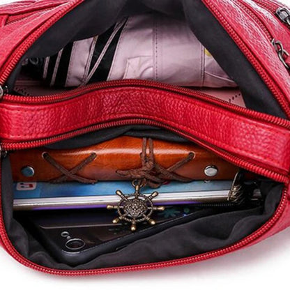 Fashion Women Bag PU Soft Leather Shoulder Bag Multi-layer Crossbody Bag Quality Small Bag Brand Red Handbag Purse