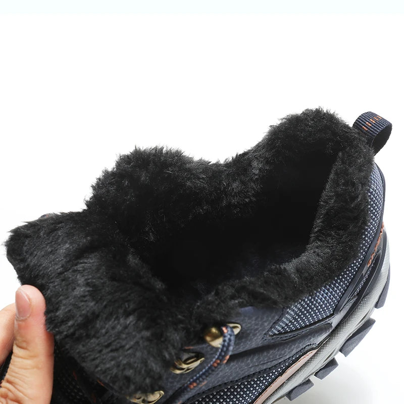 Men Classic Casual Leather Shoes Outdoor Winter Warm Fur Non-slip Sneaker Women Autumn Gym Cowboys Shoes Boys Breathable