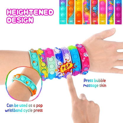 72/12Pcs Pop Bubble Bracelets Kids Fidget Sensory Toy Gift Children Birthday Party Favors Goodie Bag Pinata Filler Stress Relief