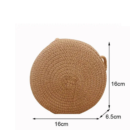 Round Woven Straw Bag Minimalist Straw Bag Crossbody Purse Crossbody Bag for Girl Women Shoulder Vocation Style Handbag