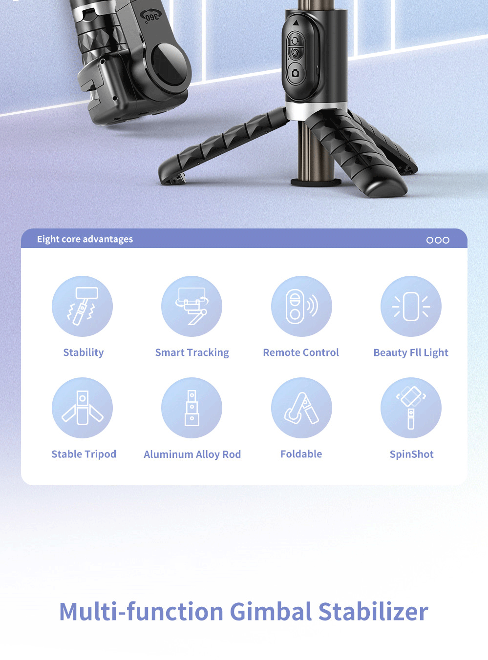 360 Rotation Following shooting Mode Gimbal Stabilizer Selfie Stick Tripod gimbal For iPhone Phone Smartphone live photography