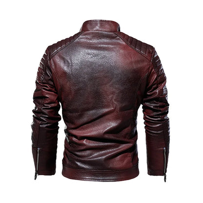 2023 Leather Jacket Men Winter Fleece Motorcycle Faux Leather Jacket Removable Fur Collar Windbreaker Ropa De Hombre Slim Coat