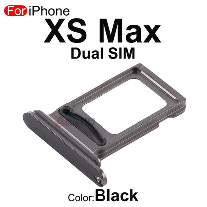 1Pcs/Lot For Apple iPhone X XS Max SIM Card Tray Stainless Steel Drawer Holder Single Dual Slot Replacement Parts