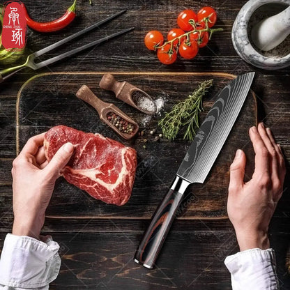 Japanese Kitchen Boning Knife Stainless Steel Chef's Knife Fish Fillet Slicing Cleaver Santoku Knife Damascus Kitchen Knife