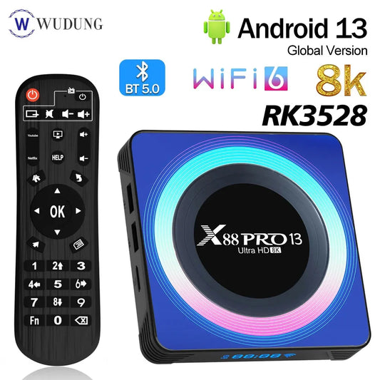 X88 Pro 13 Smart TV BOX Android 13 Rockchip RK3528 2.4G&5G Dual Wifi 8K Video Decoding Wifi6 BT5.0 Set Top Box Media Player