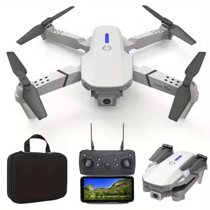 E88Pro RC Drone 4K Professinal With 1080P Wide Angle Dual HD Camera Foldable RC Helicopter WIFI FPV Height Hold Apron Sell Gift