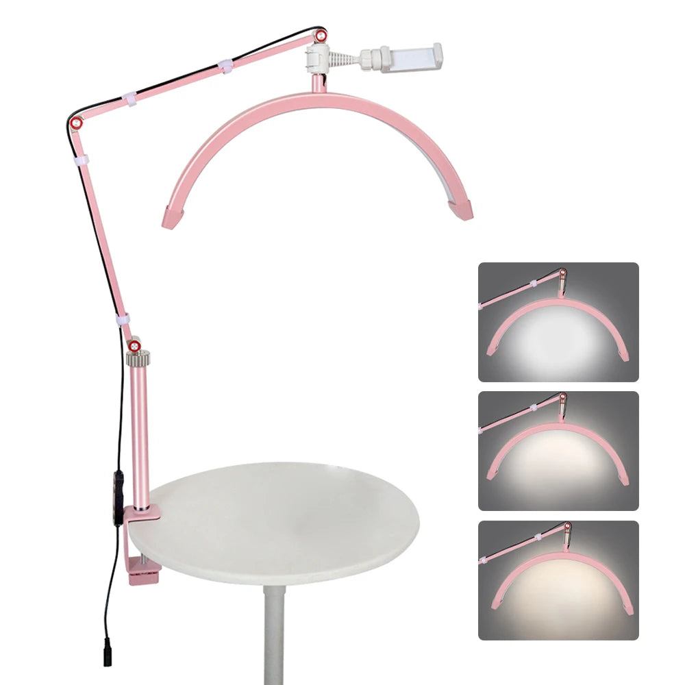 Andoer HD-M3X Desktop LED Video Light Half-moon Fill Light 3000K-6000K C-Clamp for Beauty Salon Makeup Live Streaming Bedside