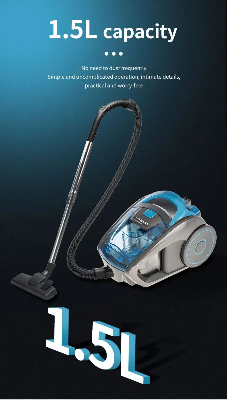 Houselin 2500W Bagless Canister Vacuum Cleaner, Multi-Cyclonic Filtration, Corded Vacuum for Hard Floors, Carpets, Pet Hair