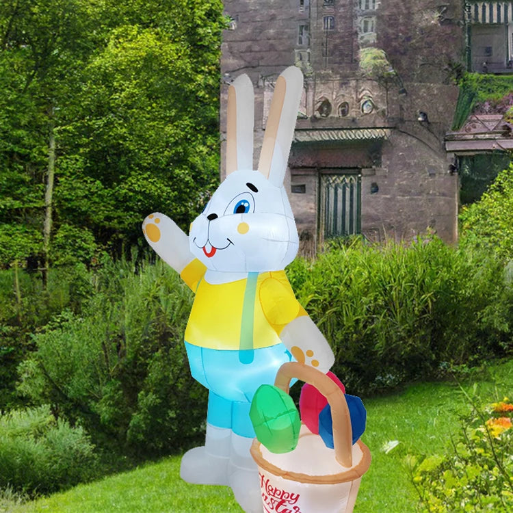 2024 Happy Easter Celebration Decoration LED Light Giant Easter Egg Bunny Rabbit Inflatable Toy for Outdoor Home Garden Ornament