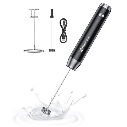 Maestri House Rechargeable Milk Frother with Stand Handheld Electric Foam Maker Waterproof Detachable Stainless Steel Whisk