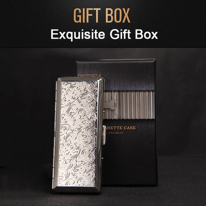 Female Embossed Slim Cigarette Case, Portable, Sealed, Waterproof, Smoking Accessories with Gifts Box, 10-14Pcs