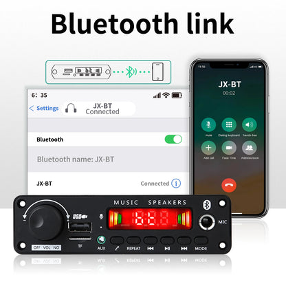 Bluetooth 5.0 MP3 Decoder Board 160W 150W Amplifier Audio Player 12V DIY MP3 Player Car FM Radio Module TF USB Mic Record Call