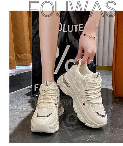 Inner increase small white shoes women 2024 summer new leather fashion sneakers small thick soled board shoes