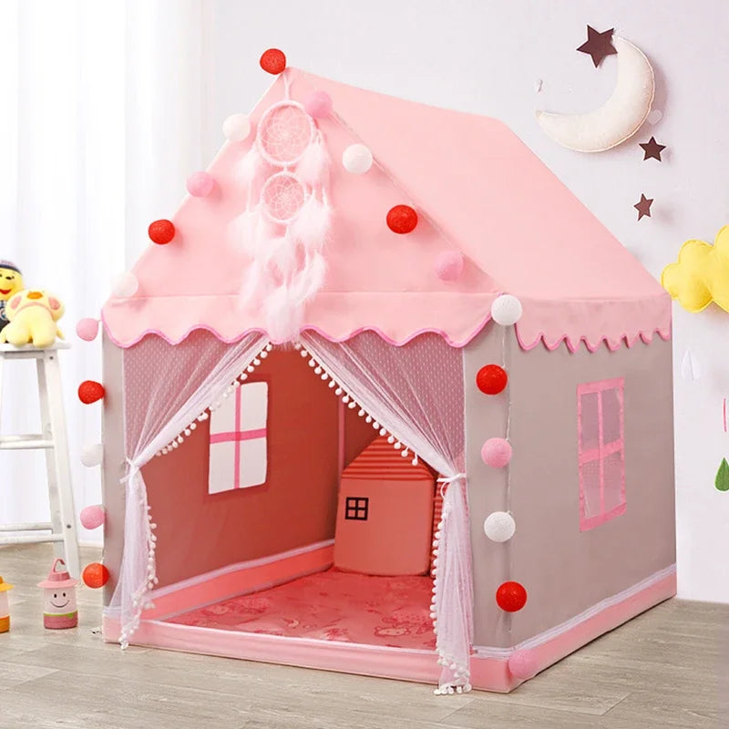 Kids Tents Baby Play House Children Toy Tent 1.35M Wigwam Folding Girl Princess Castle Child Room Decor Birthday Christmas Gifts