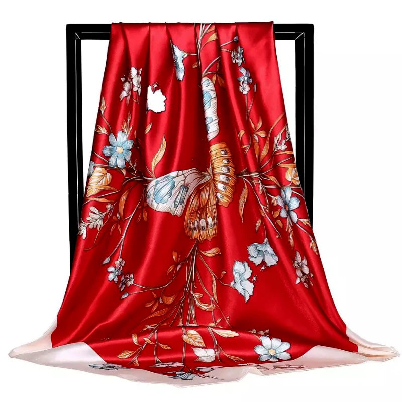 90*90cm Luxury quality silk spring autumn women new printing scarves fashion sunscreen large size shawl tourism seaside muffler