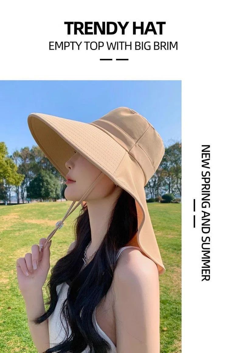 Outdoor Sun Bucket Hat for Women Girls Fishing Hat Wide Brim Bucket Hat with Neck Cover 50+ UPF Protection Safari Cap