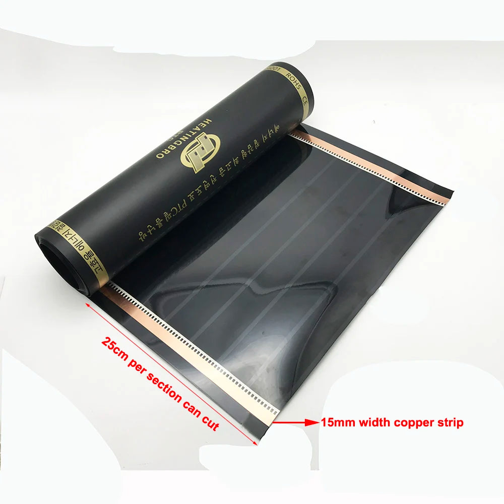 50cmX4m 2m2 Infrared Graphene PTC Heating Film Warm Floor Mat With WiFi Thermostat Temperature Controller