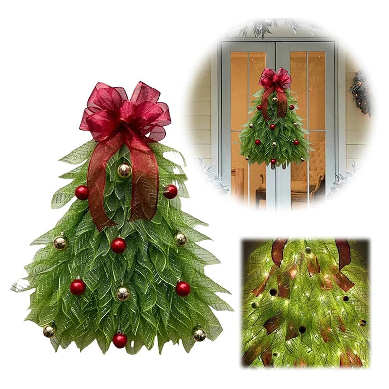 Christmas Simulation Christmas Tree Wreath Door Decoration Door Hanging Home Holiday Yard Decoration Props Outdoor Garden Gifts