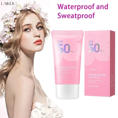 Laikou Sakura Moisturizer Sunscreen Cream Protector Facial Sun Block Spf50 Gel Isolation Lotion Face Suncream