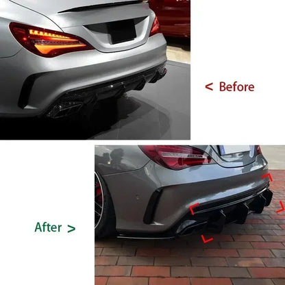 Car Rear Bumper Lower Diffuser Lip Body Kit Side Splitters Spoiler For Mercedes Benz CLA Series C117 CLA45 AMG Line 2016-2019