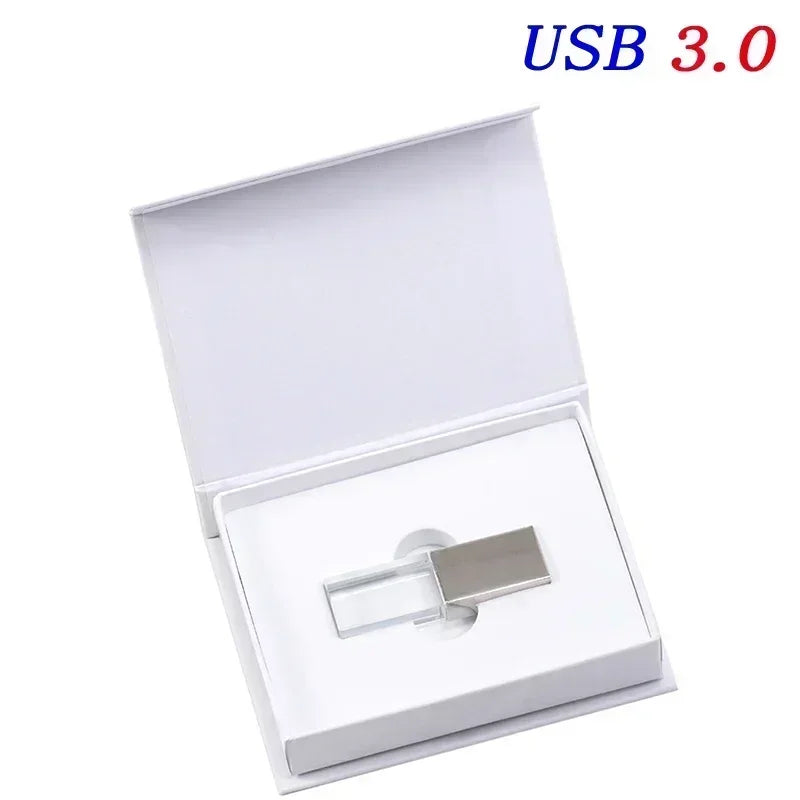 JASTERS usb flash pen drive 3.0 Crystal sticks  print custom logo 4GB 8GB 16GGB 32GB 64GB 128GB transparent glass Gift pendrive