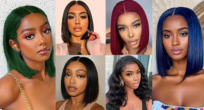 10-14 Inch Bob Wig Human Hair Glueless Wigs Human Hair Pre Plucked  For Black Women 13×4 Straight Lace Bob Wigs Natural Color