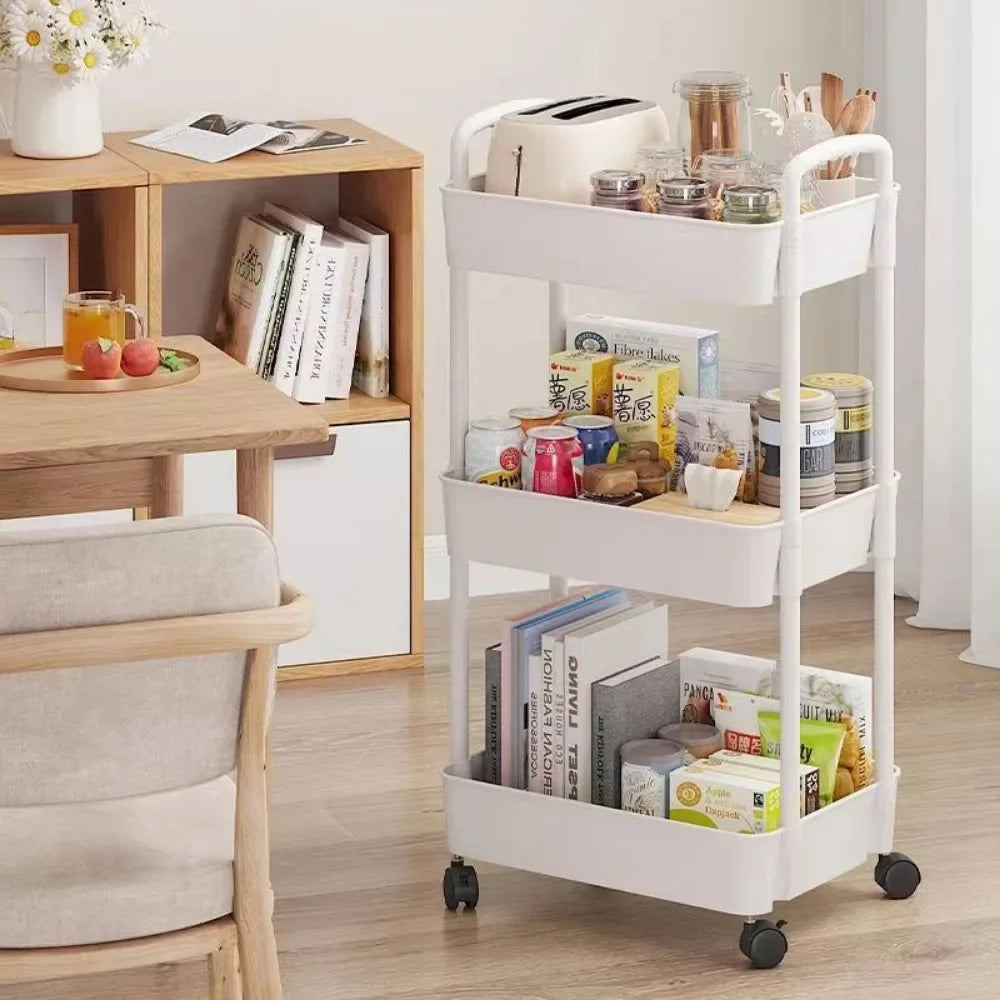 Mobile Storage Rack Trolley Kitchen Organizers And Storage Rack Household Bathroom Cart Multifunctional Multi Storey Bookshelf