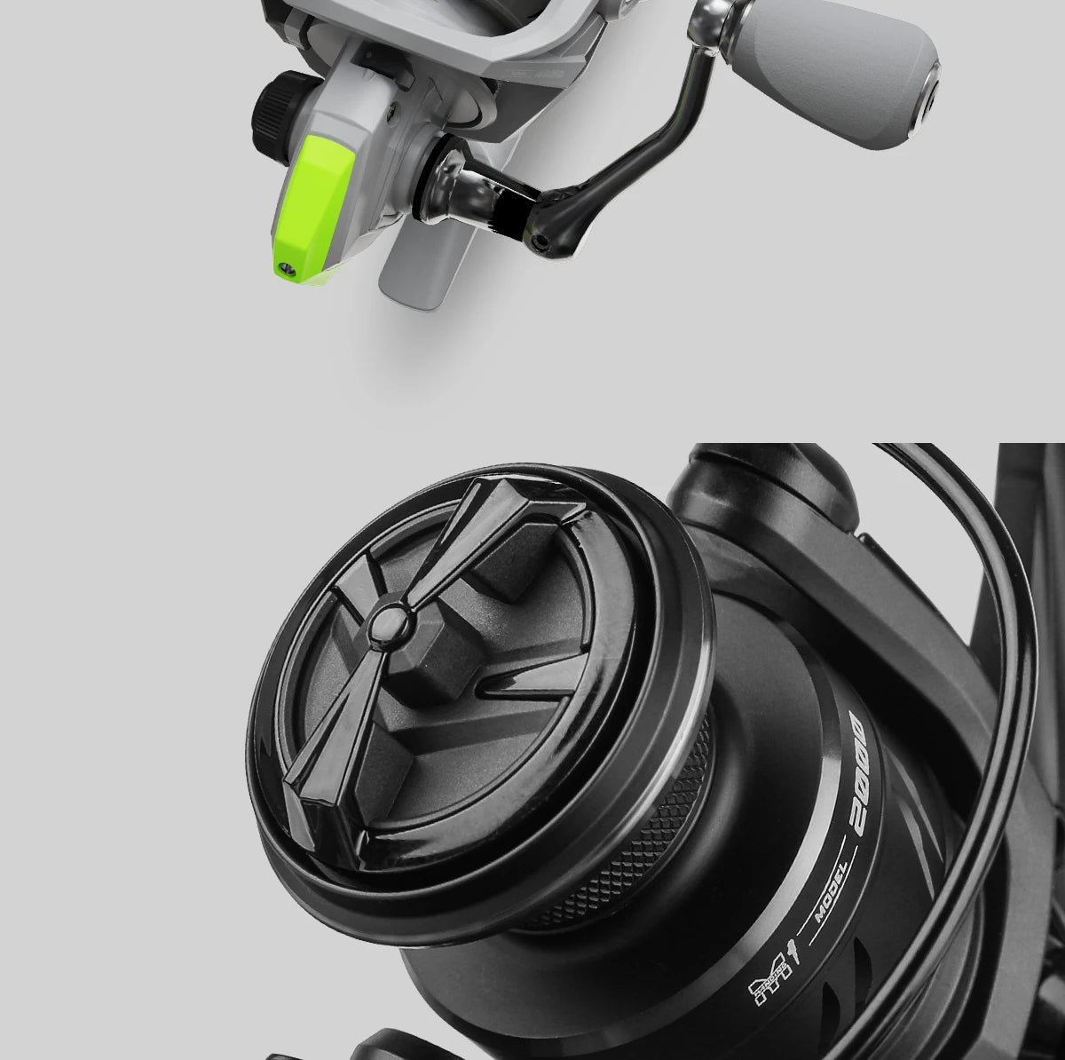 HANDING M1 Spinning Reel 12kg Max Drag Graphite Reel, 9 + 1 Ball Bearings, 5.2:1 Gear Ratio Fishing Reel for Perch Bass and Pike