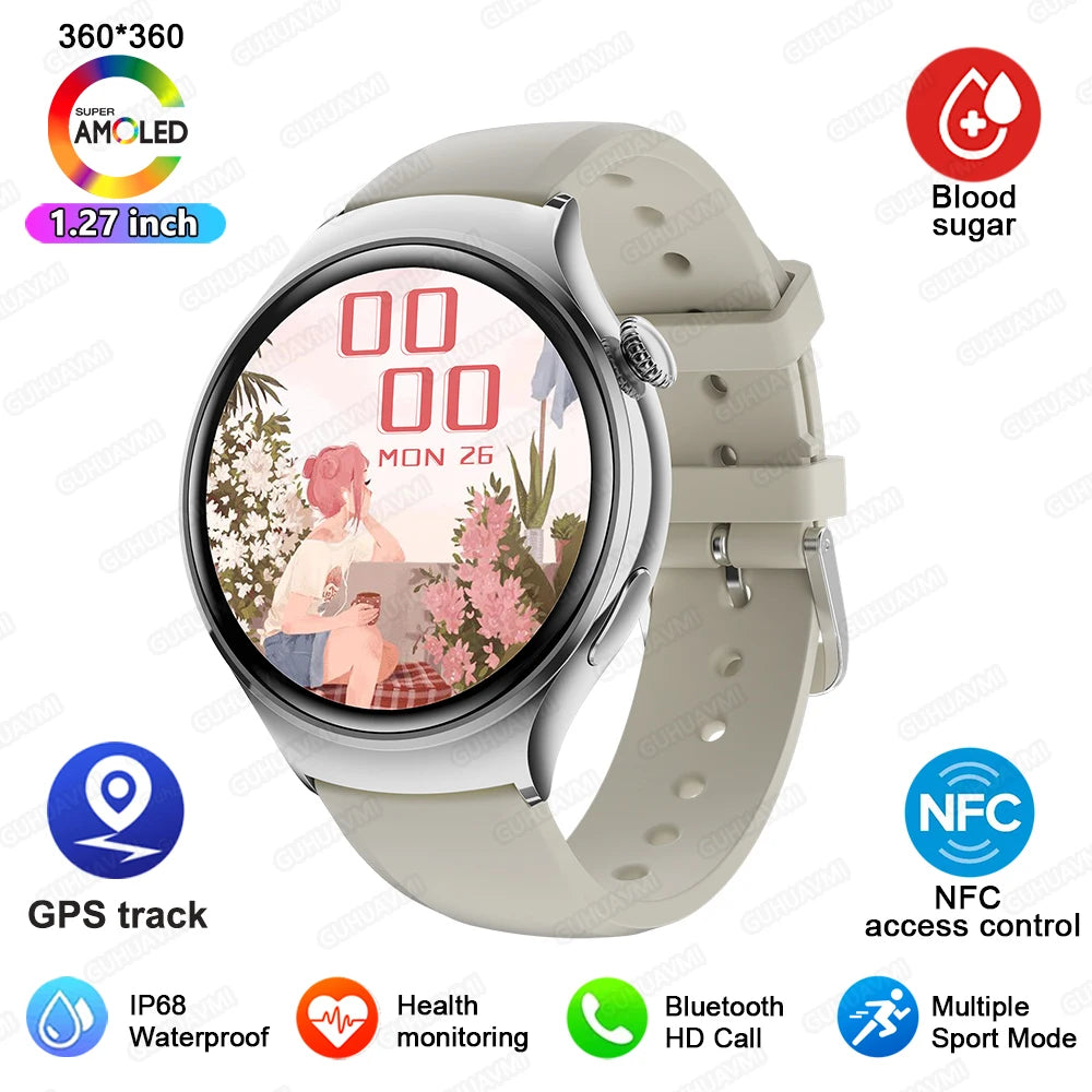 2024 New  For Huawei IOS GPS Track Smart Watch Women HD Screen Heart rate NFC Bluetooth Call Waterproof Blood Sugar Smartwatches