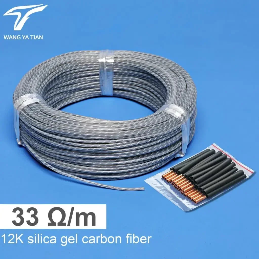 Upgraded heating cable transparent floor heating wire 100m 12K 33 ohm / M carbon electric heating cable