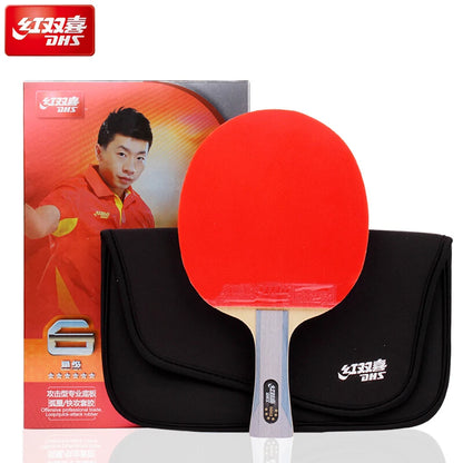 DHS 6 Star 6002 6006 Table Tennis Racket With Hurricane 8 And Tin Arc Rubber FL Handle Shake Hold Ping Pong Bat With Case Bag