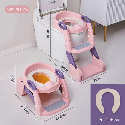 Foldable Baby Potty, Toilet Seat, Potty Training Potty Seat For Kids With Step Stool Ladder, Boys Potty, Portable Toilet