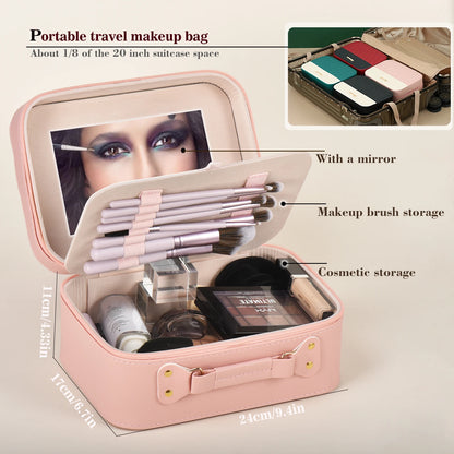 Large capacity portable leather makeup travel case Makeup brush Makeup storage box Storage box, waterproof leather cover