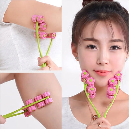 Women Facial Massager Roller Portable Flower Shape Anti Wrinkle Face-Lift Slimming Face Relaxation Beauty Tools Finger Massage