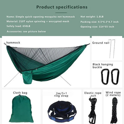 Camping Hammock with Bug Net and Rainfly Tarp,118x118in Portable Waterproof and UV Protection Hammock Tent for Indoor, Outdoor