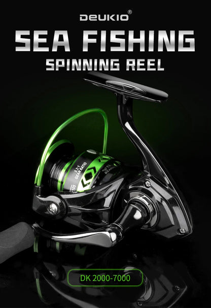 2024 New All-Metal Black Green Fishing Reel Freshwater Seawater Dual Use Max Drag 12Kg Spinning Reel Durable Carp Fishing Tackle