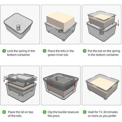 Tofu Press Presser Safe Mould Built-in Water Removal Drainer Gadget Soybean Curd Presser Kitche  3-Layer Tofu Press Making Mold