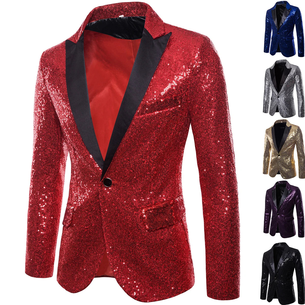 Men's Suit Jacket Little Round Sequins Sparkling Men's Blazer Wedding Dinner Band Stage Street Performance Nightclub Men's Suit