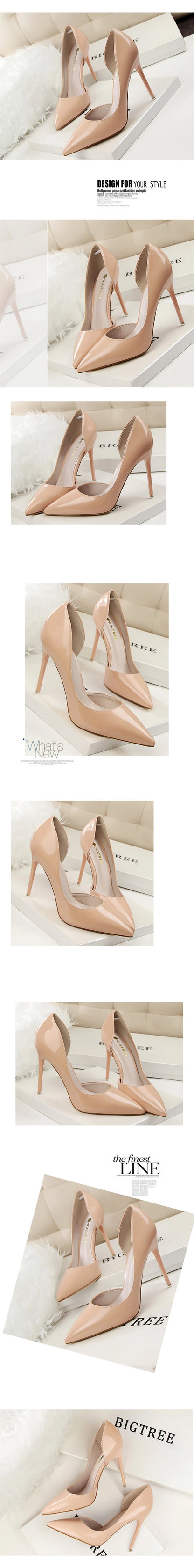 BIGTREE Shoes New Patent Leather Woman Pumps Pointed Stiletto Fashion Women Work Shoes Sexy Cut-Outs High Heel Shoe Ladies Party