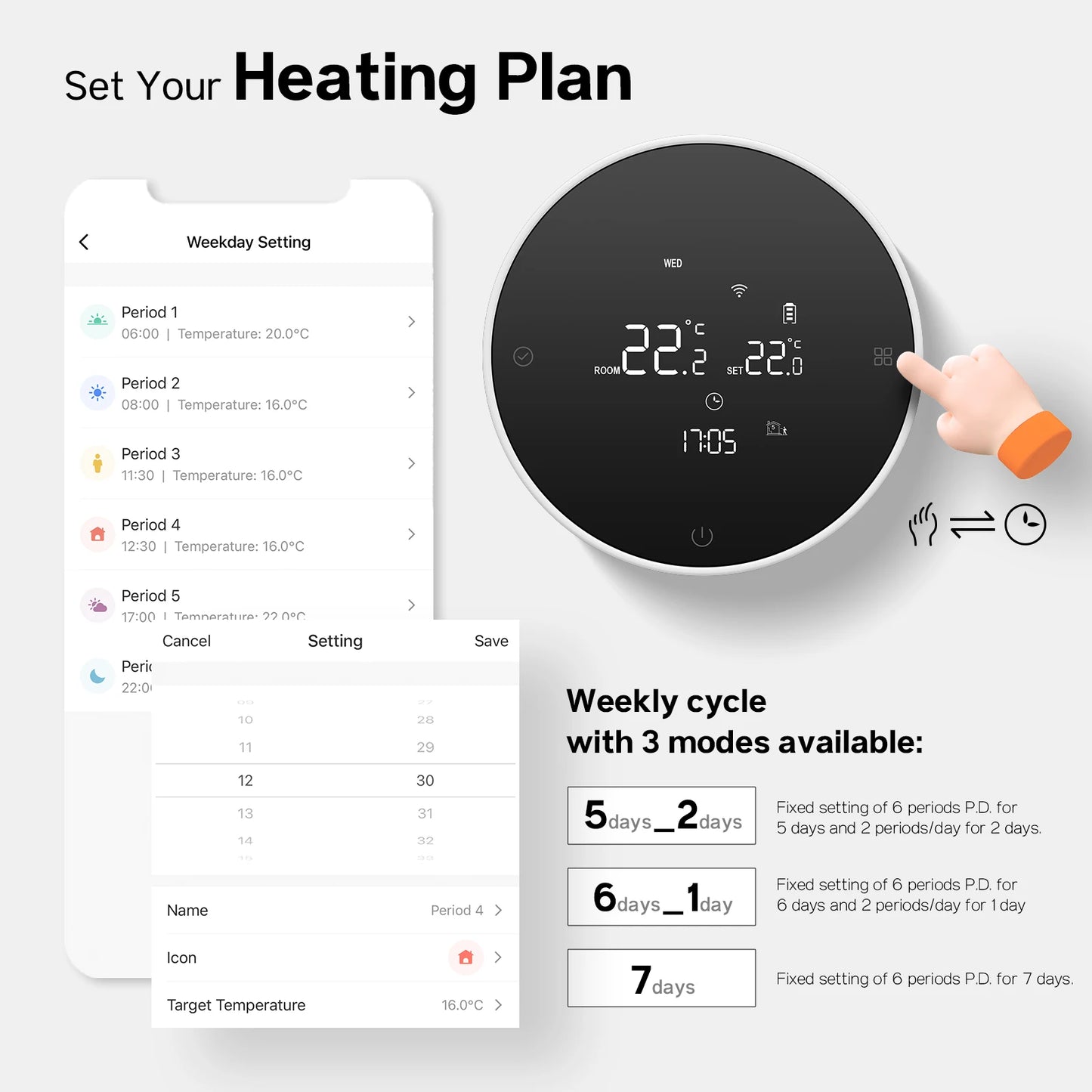 Wireless Thermostat and Hub Controller WiFi Smart Home Zone Heating System for Gas Boiler Water Floor Actuators Central Heating