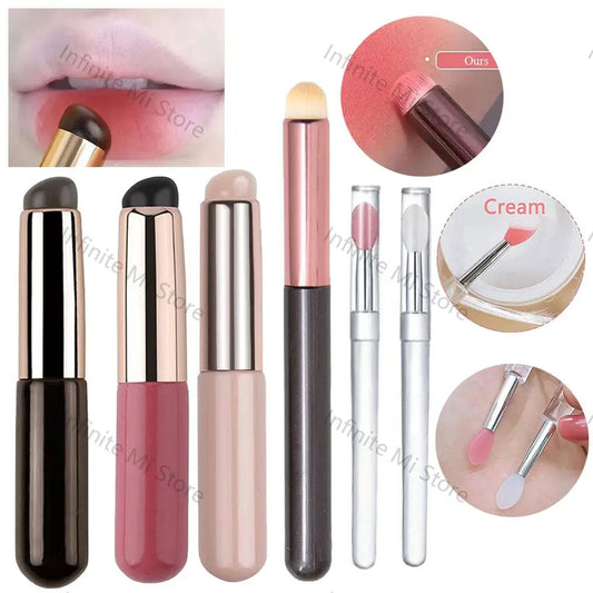 Upgrade Silicone Lip Brush Portable Round Head Lip Brush Professional Mini Concealer Smudge Brush With Cover Makeup Brush